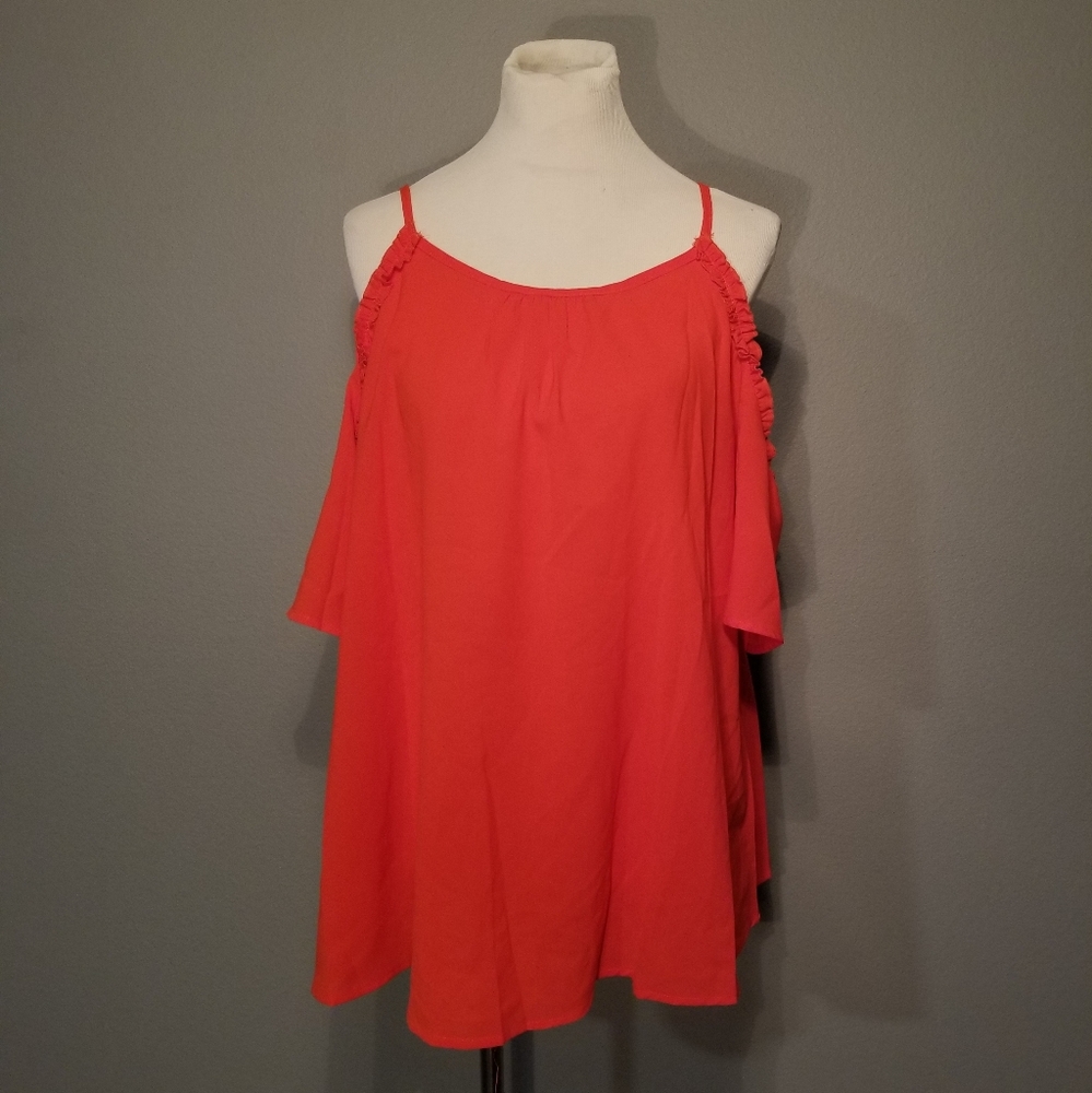 Yoins Red Cut Out Shoulder XL Blouse